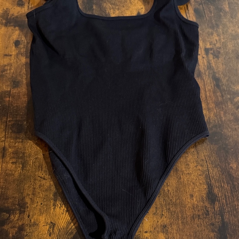 Elegant Black Ribbed Bodysuit